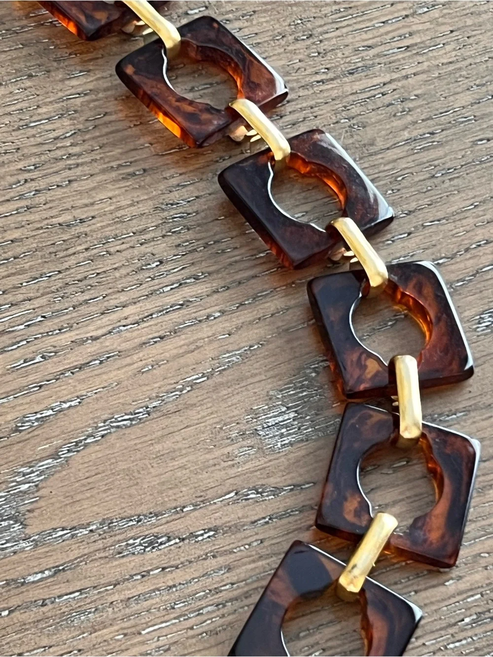 Yves Saint Laurent Tortoiseshell-Link Belt with Gold Hardware